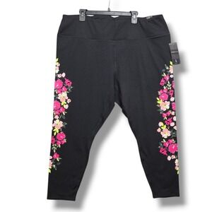 Torrid Active High Rise Leggings Womens 4X Black Floral Stretch Compression